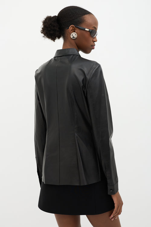 Gucci Leather Concealed Button Shirt