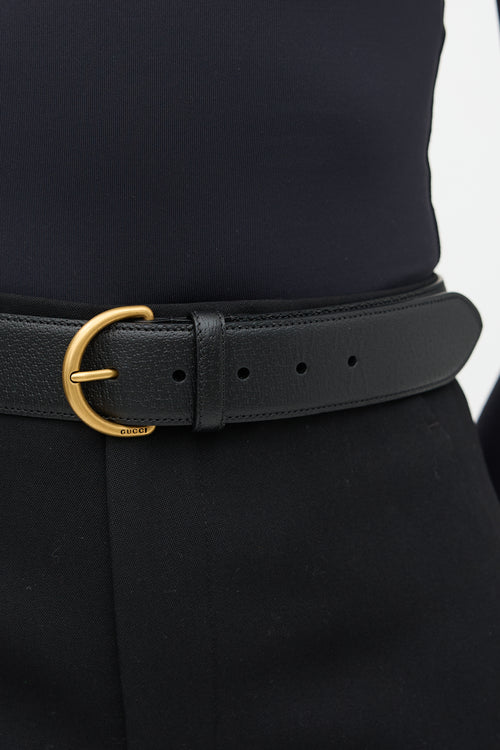 Gucci Leather D-Ring Buckle Belt