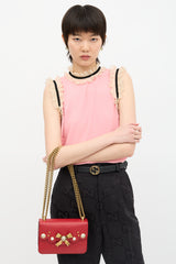 Gucci Leather Embellished Small Peony Bag