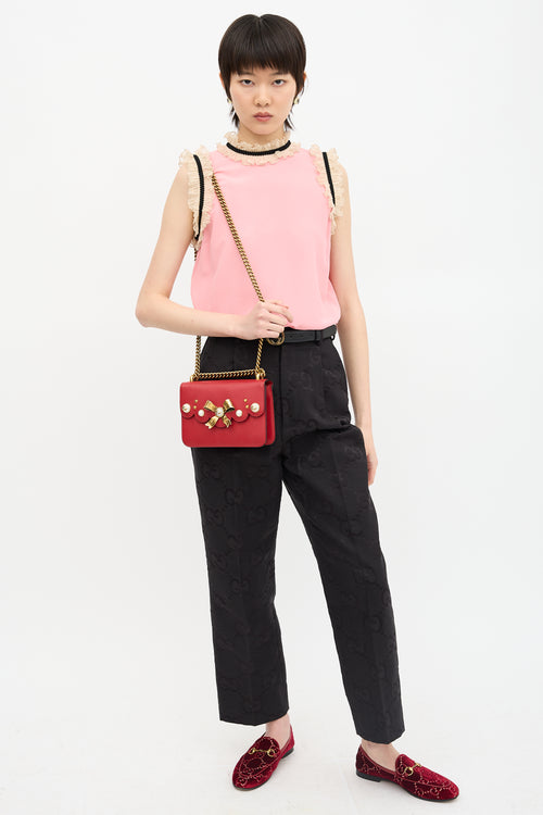 Gucci Leather Embellished Small Peony Bag