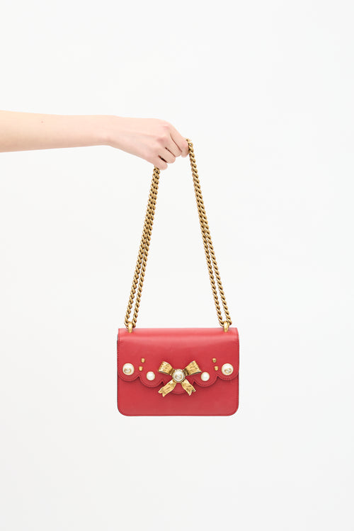 Gucci Leather Embellished Small Peony Bag