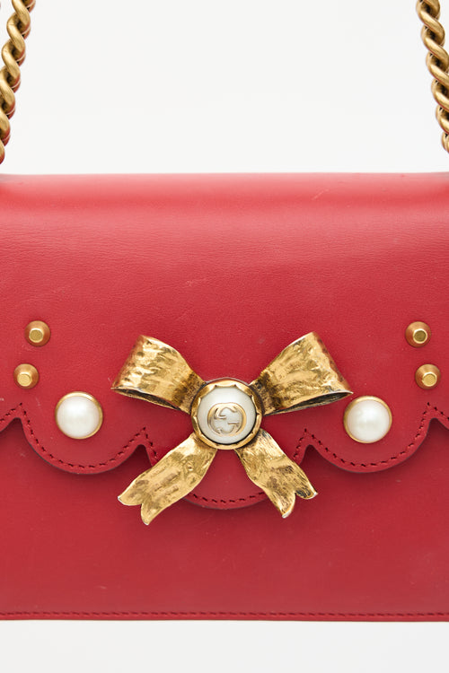 Gucci Leather Embellished Small Peony Bag