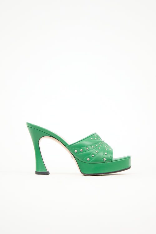 Gucci Leather Embellished Platform Mule