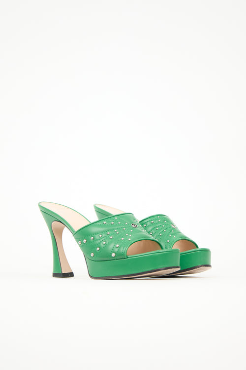 Gucci Leather Embellished Platform Mule