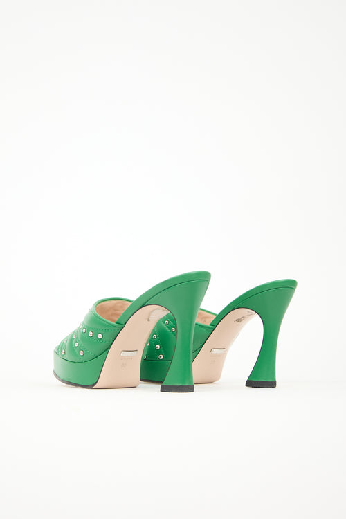 Gucci Leather Embellished Platform Mule