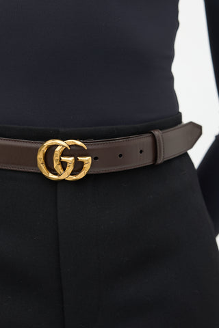 Gucci Leather Faceted Marmont GG Belt