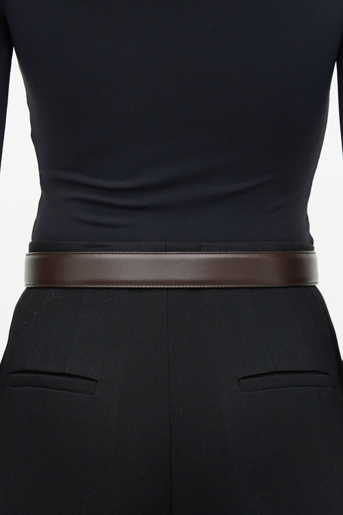 Gucci Leather Faceted Marmont GG Belt