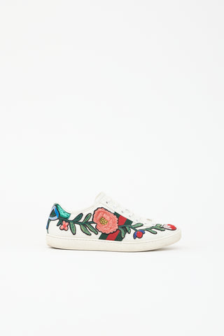 Gucci Leather Floral Ace Web Sneaker