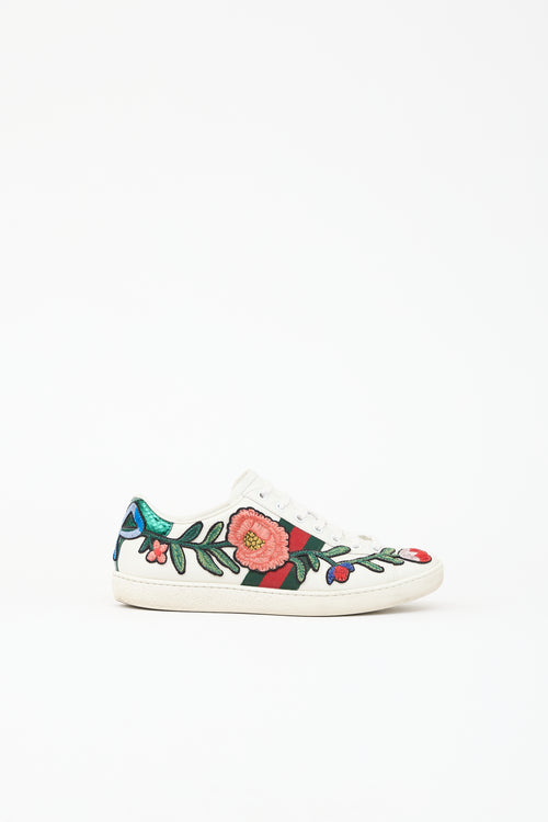 Gucci Leather Floral Ace Web Sneaker