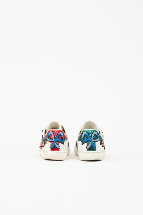 Gucci Leather Floral Ace Web Sneaker