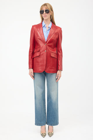 Gucci Leather GG Blazer