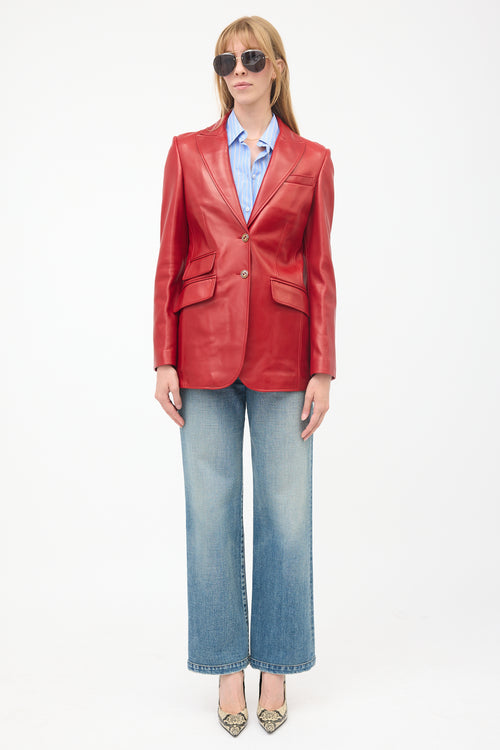 Gucci Leather GG Blazer