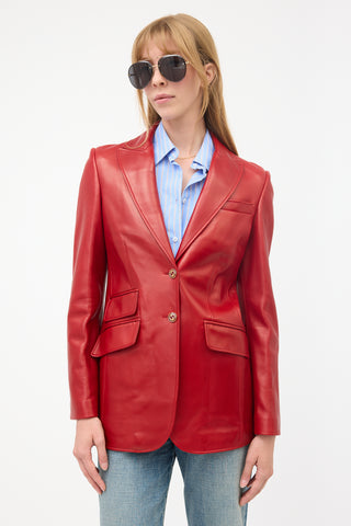 Gucci Leather GG Blazer