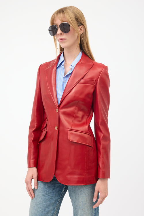 Gucci Leather GG Blazer