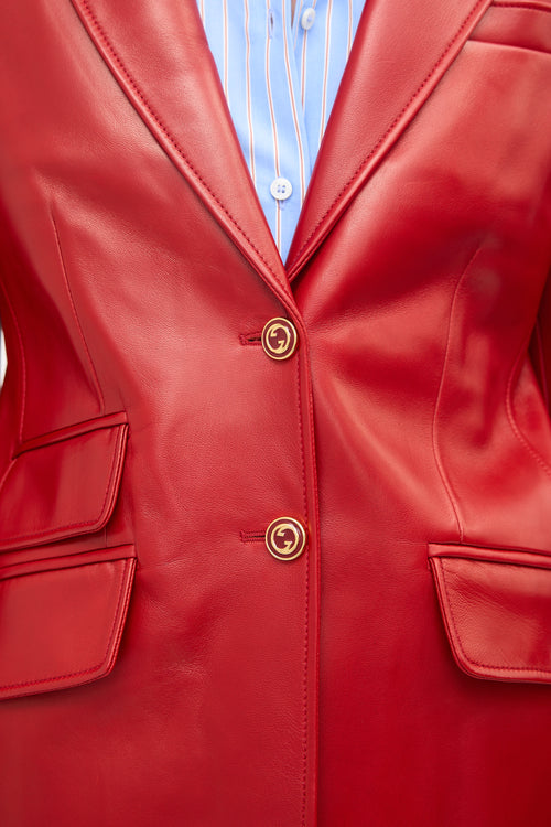 Gucci Leather GG Blazer
