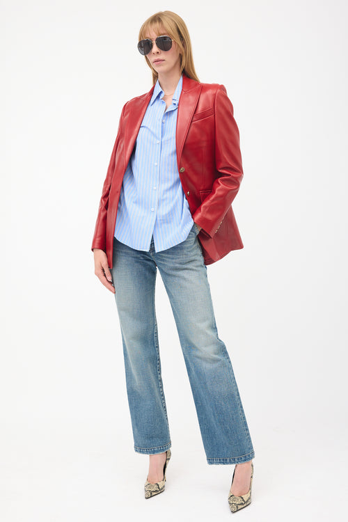 Gucci Leather GG Blazer