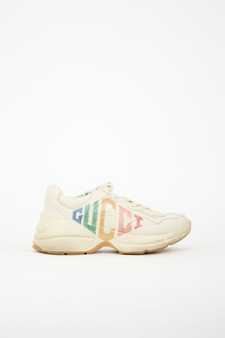 Gucci Leather Glitter Logo Rhyton Sneaker
