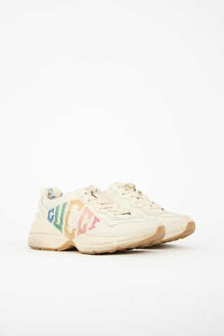Gucci Leather Glitter Logo Rhyton Sneaker