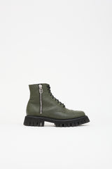 Gucci Leather Guccissima Combat Boot