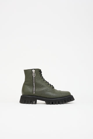 Gucci Leather Guccissima Combat Boot