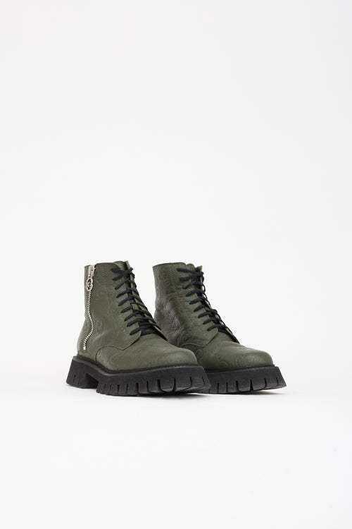 Gucci Leather Guccissima Combat Boot