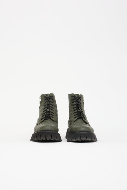Gucci Leather Guccissima Combat Boot