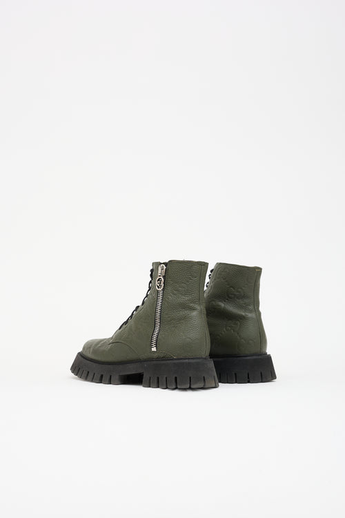 Gucci Leather Guccissima Combat Boot