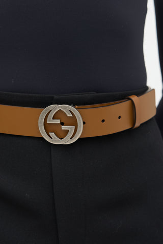Gucci Leather Interlocking GG Buckle Belt