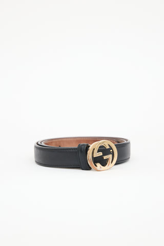 Gucci Leather Interlocking GG Buckle Belt