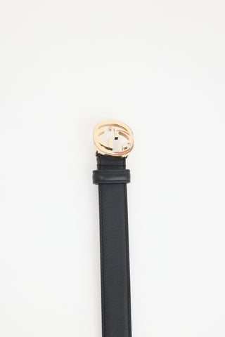 Gucci Leather Interlocking GG Buckle Belt