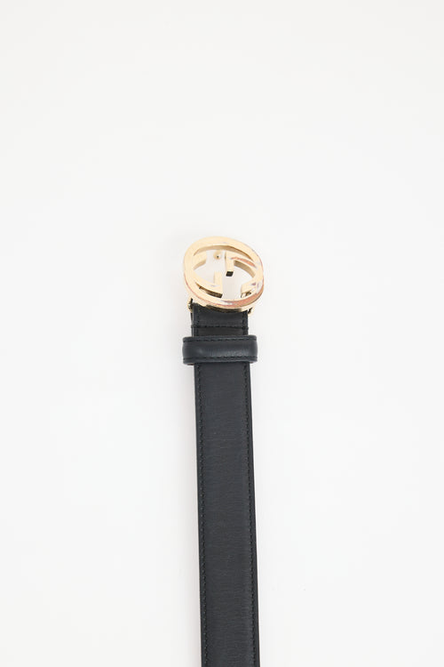 Gucci Leather Interlocking GG Buckle Belt