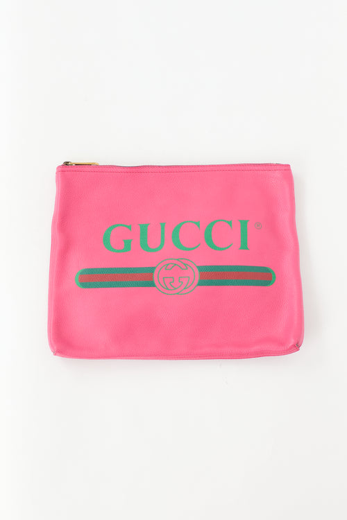 Gucci Leather Logo Portfolio Clutch