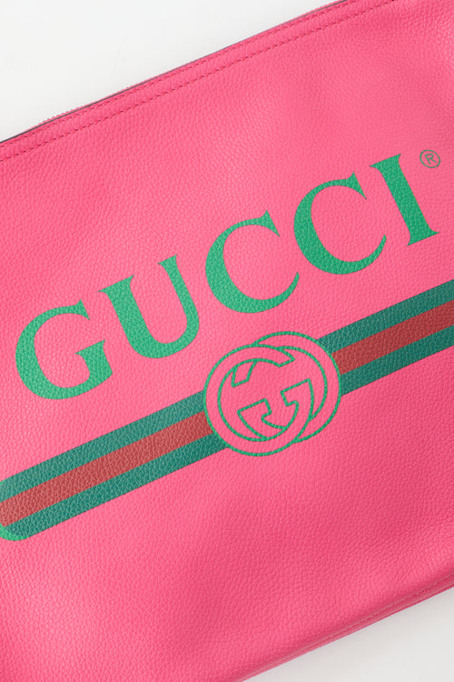 Gucci Leather Logo Portfolio Clutch