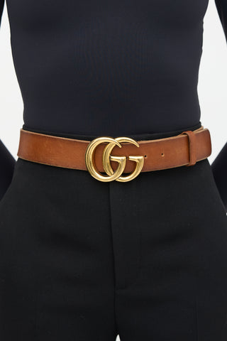 Gucci Leather Marmont GG Buckle Belt