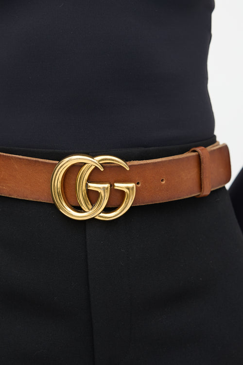 Gucci Leather Marmont GG Buckle Belt