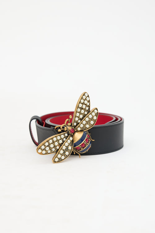 Gucci Leather Queen Margaret Belt