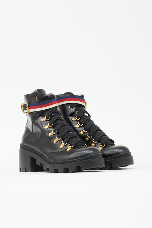 Gucci Leather Sylvie Web Boot
