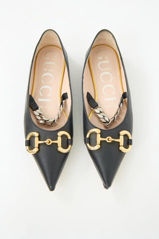 Gucci Leather Chain Ballet Flat