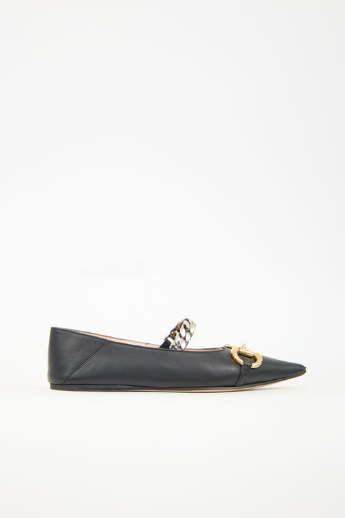 Gucci Leather Chain Ballet Flat