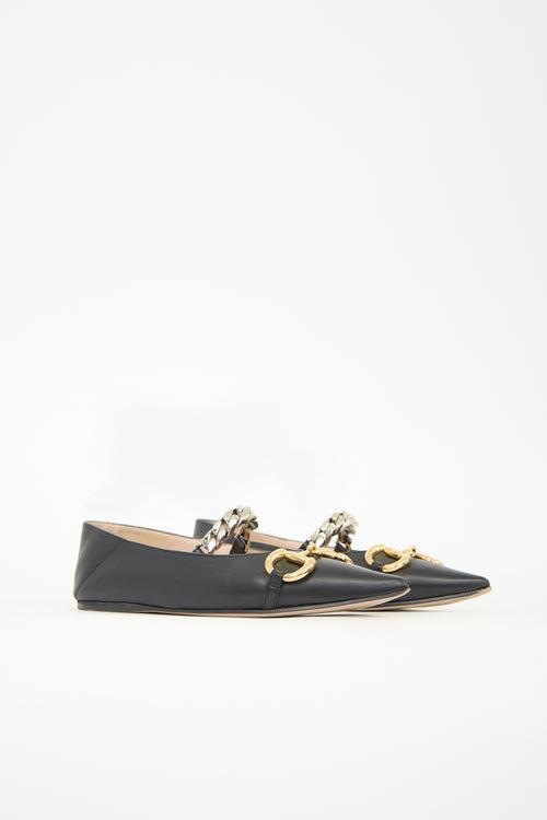 Gucci Leather Chain Ballet Flat