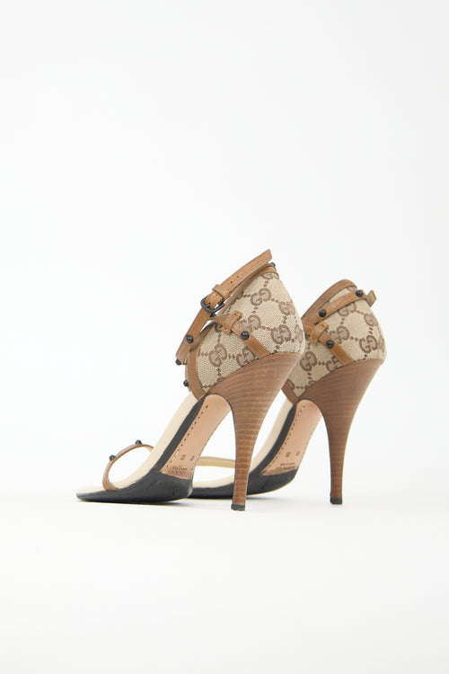 Gucci Leather & GG Canvas Sandal