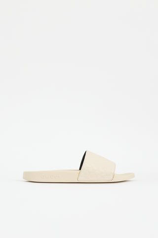 Gucci Leather & Rubber Microguccissima GG Slide