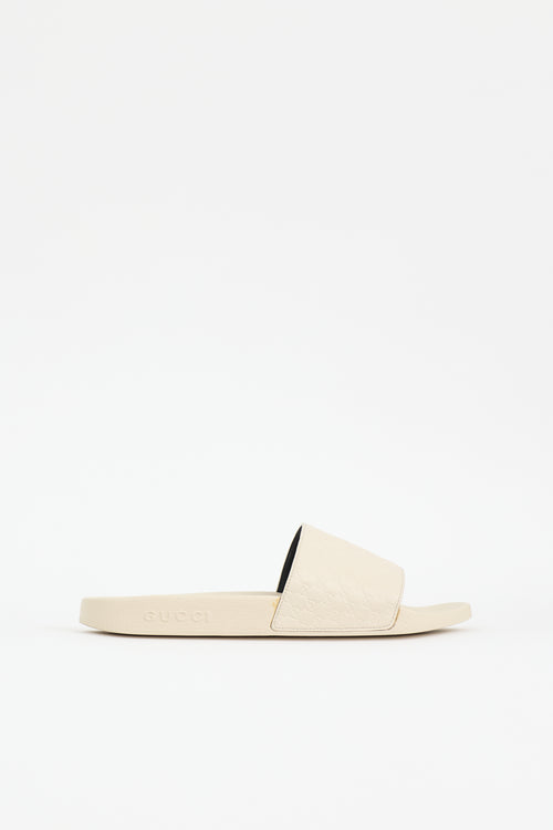 Gucci Leather & Rubber Microguccissima GG Slide