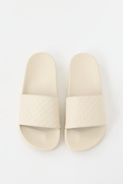 Gucci Leather & Rubber Microguccissima GG Slide