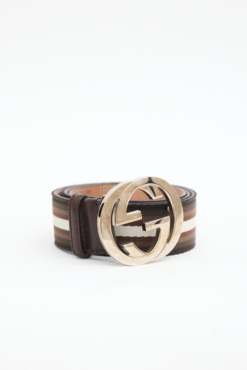 Gucci Leather & Web Stripe GG Belt