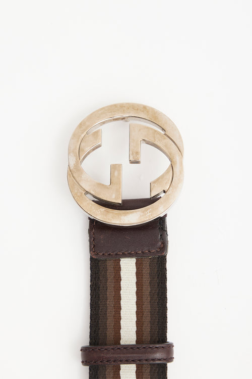 Gucci Leather & Web Stripe GG Belt
