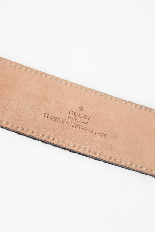 Gucci Leather & Web Stripe GG Belt