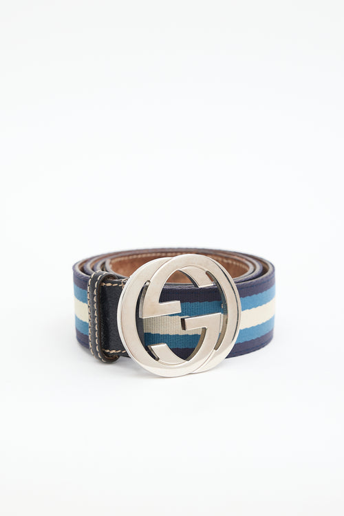 Gucci Leather & Web Stripe GG Belt