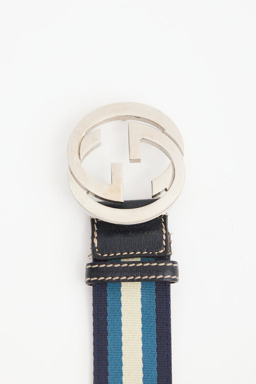 Gucci Leather & Web Stripe GG Belt