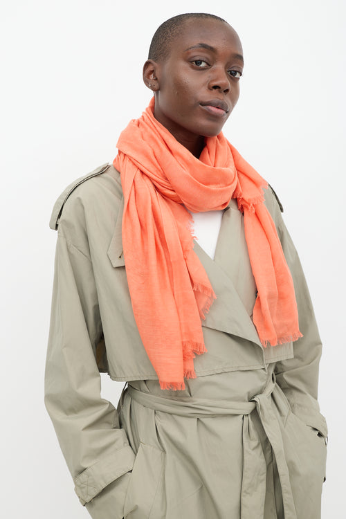 Gucci Orange Cashmere Blend Guccissima Scarf